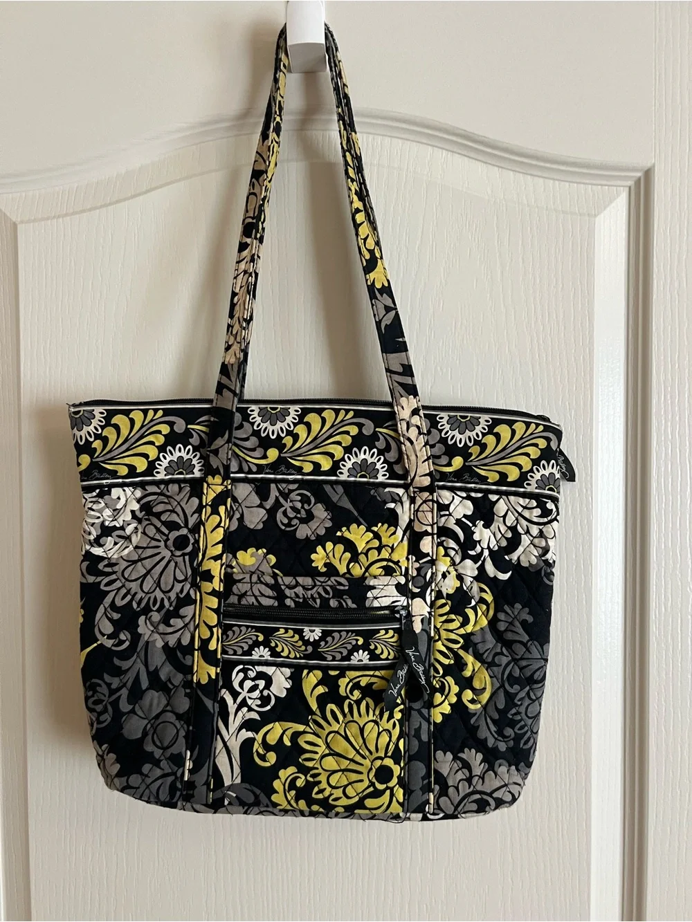 Vera Bradley Black, Yellow & Gray Floral Quilted Tote